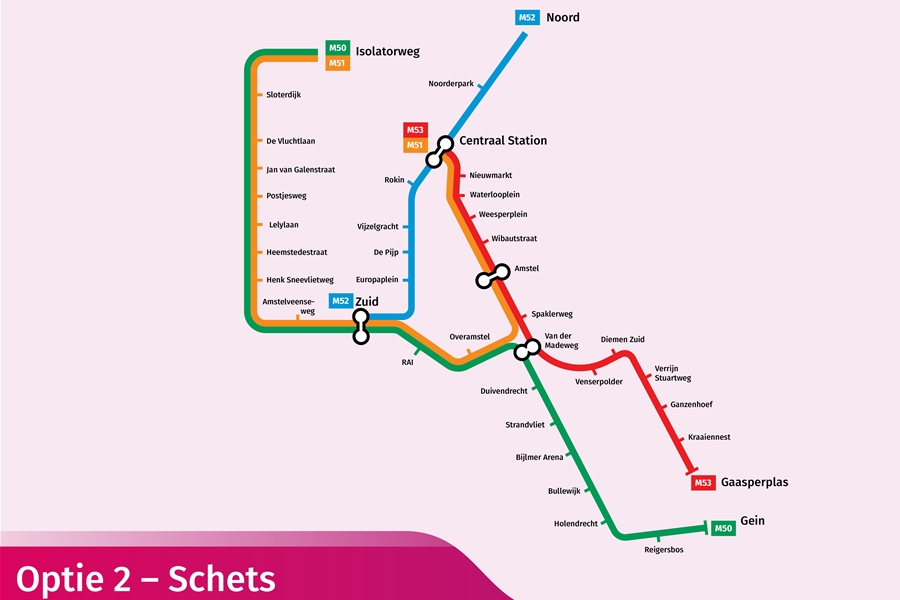 Plattegrond optie 2 metrolijnen