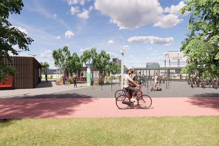 Het nieuwe fietsservicepunt bij Schiphol