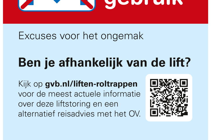 De liftsticker die reizigers te zien krijgen