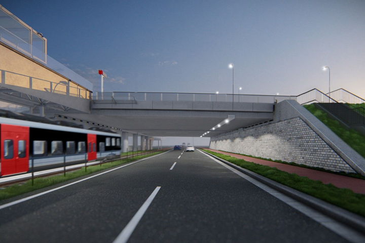 Een impressie van het viaduct bij de Ouderkerkerlaan.