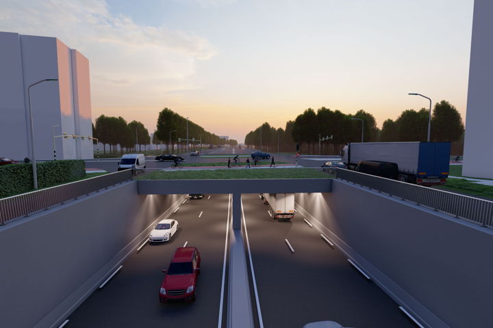 Artist impression van de onderdoorgang...