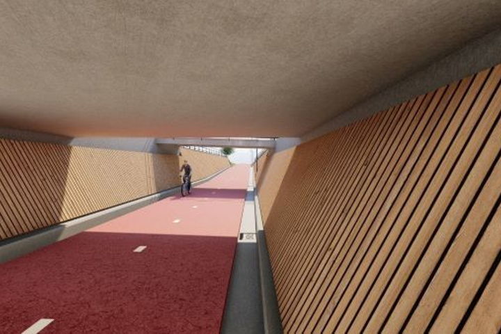 Impressie fietstunnel Legmeerdijk