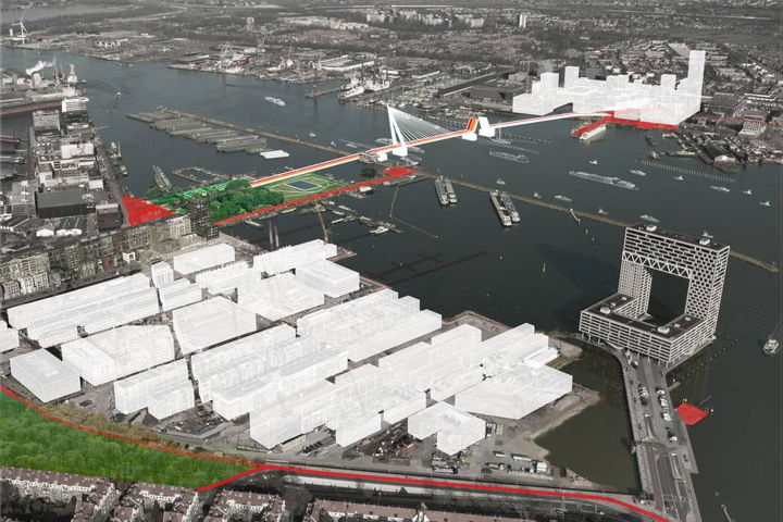 De tweede brug van de Haparandadam in de Houthavens richting NDSM-werf.
